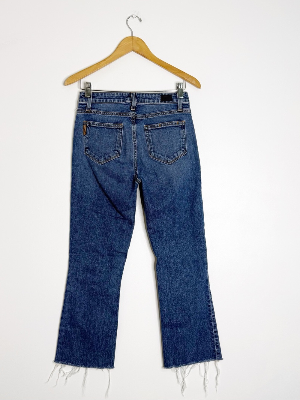 PAIGE Colette Crop Flare Jeans Size 26 Raw Hem High Rise Blue Denim - Picture 2 of 6